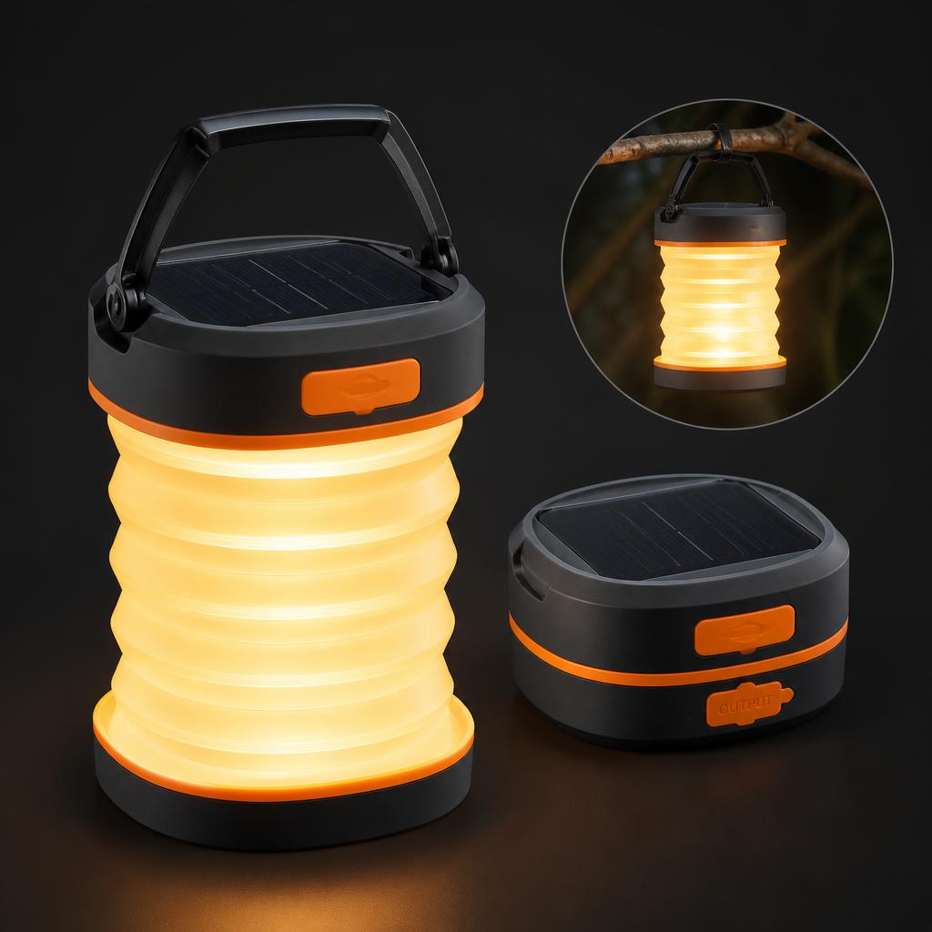 Foldable solar camping lantern