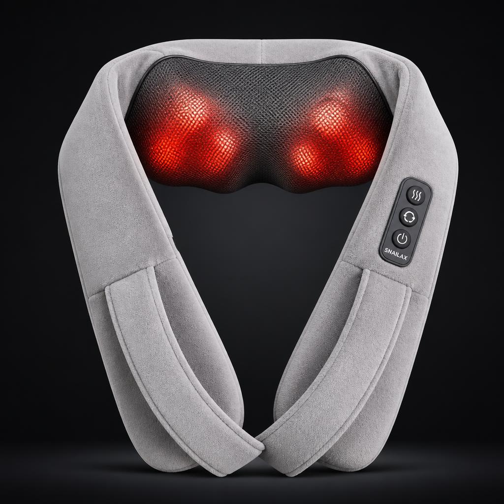 Heated shiatsu neck massager